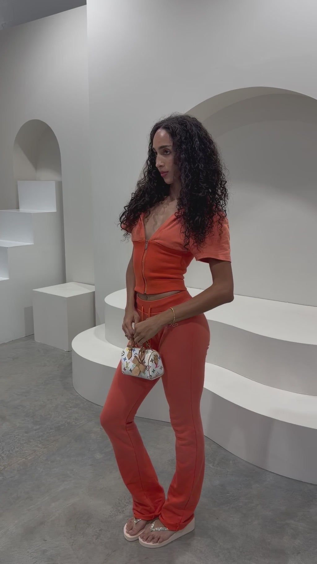 PRE-ORDER DROP JUNE 1ST- Orange    Signature Rhinestone Flared Pant