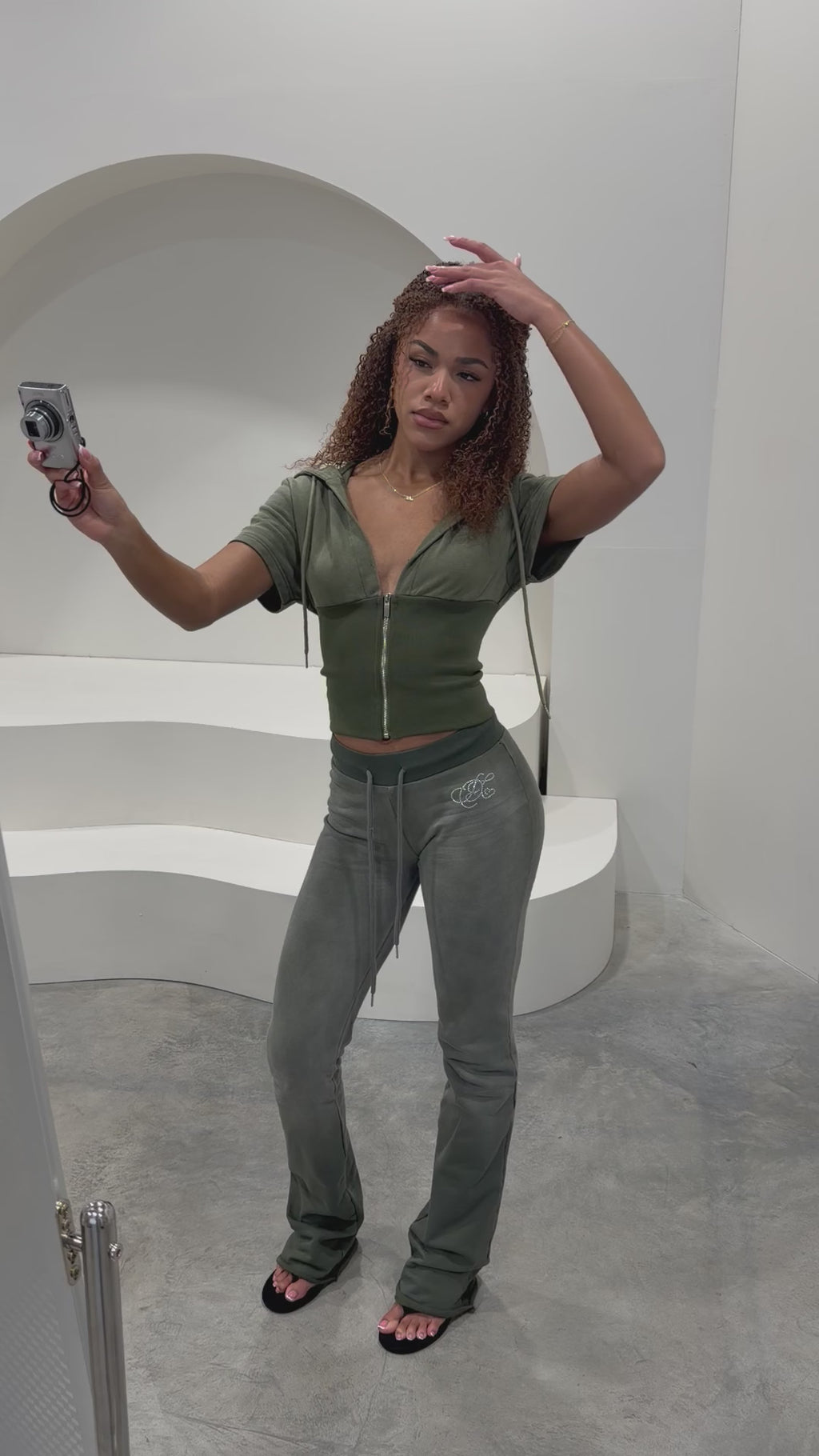 PRE-ORDER DROP JUNE 1ST- Olive Signature Rhinestone Flared Pant