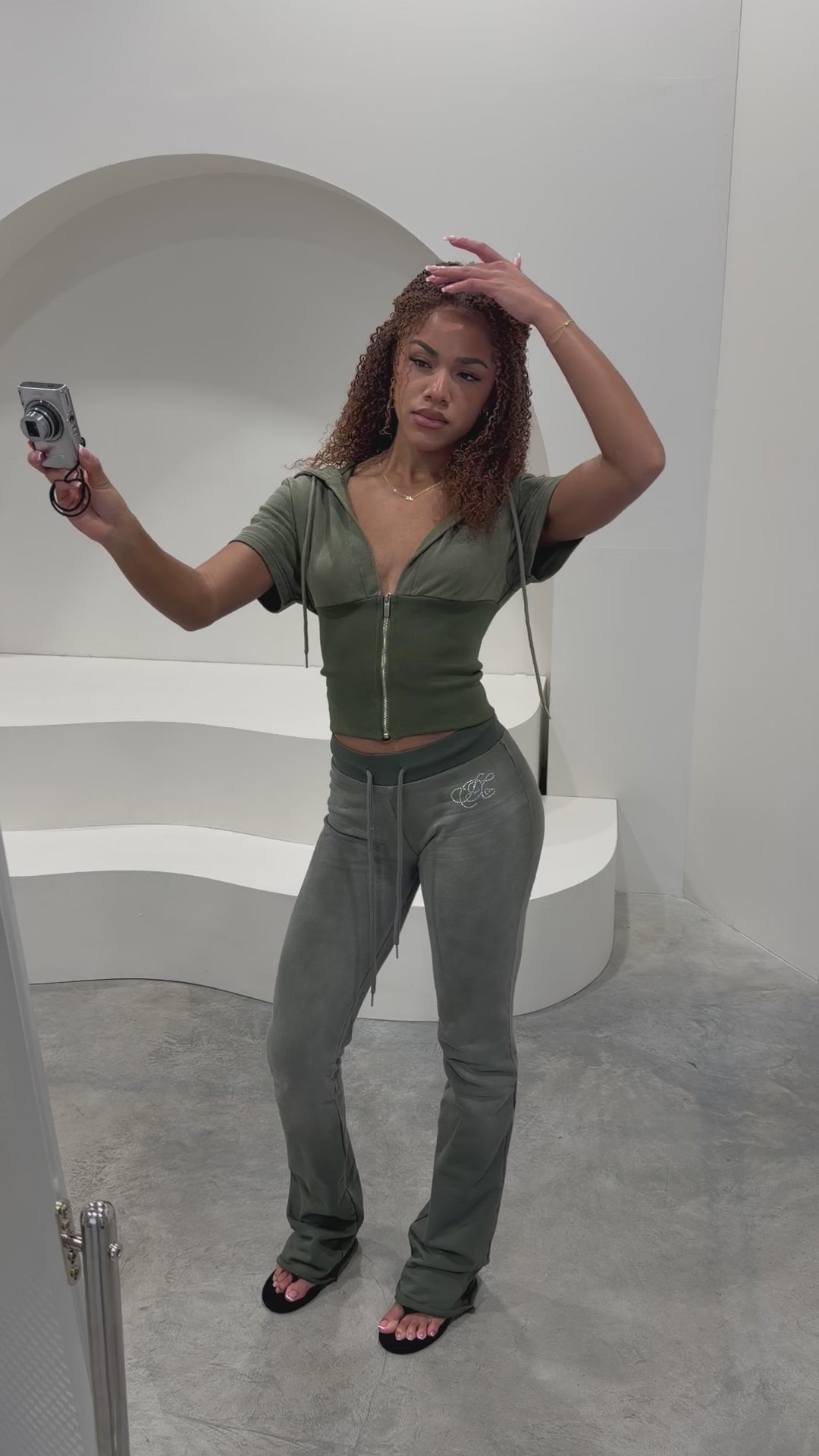 PRE-ORDER DROP JUNE 1ST- Olive Signature Rhinestone Flared Pant