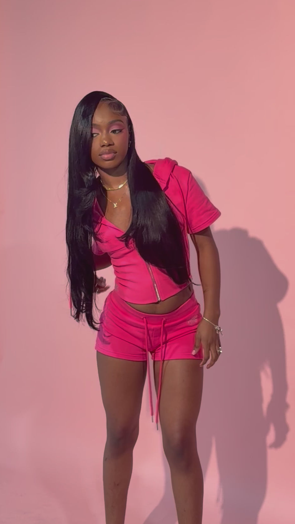 Hot Pink Signature Rhinestone Short